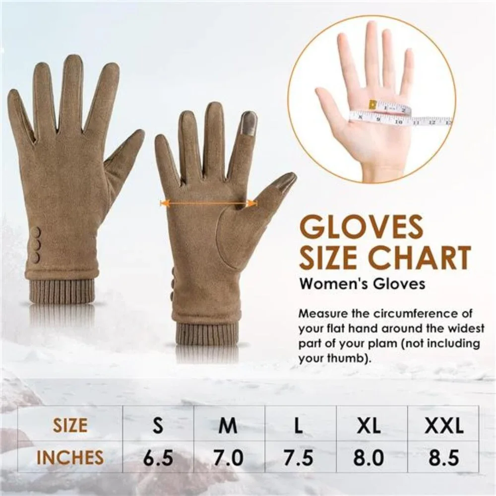 Womens Winter Touchscreen Gloves Fleece Lined Windproof Warm Phone Suede Thick